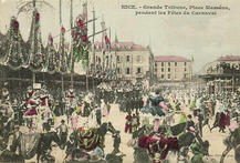 Nice, grande tribune, Place Masséna, pendant les fêtes du carnaval, 1905, carte postale © MUCEM- utilisation soumise à condition