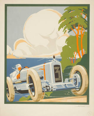 Affiche réalisée pour le Grand Prix International d'automobile d'Antibes et de Juan-les-Pins, 1929 © Département06